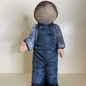 A Pottery Art Blue Standing Kid Without Face 8'' Rared Decoration